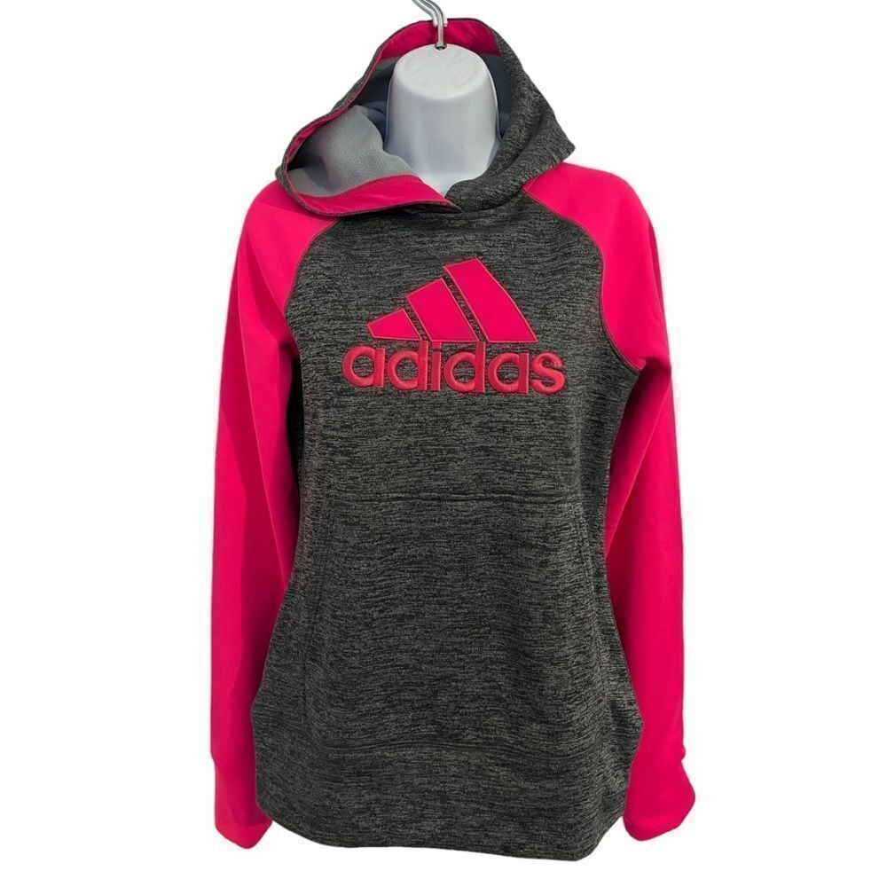 Adidas Neon Pink & Gray Logo Hoodie Girl’s XL (16)